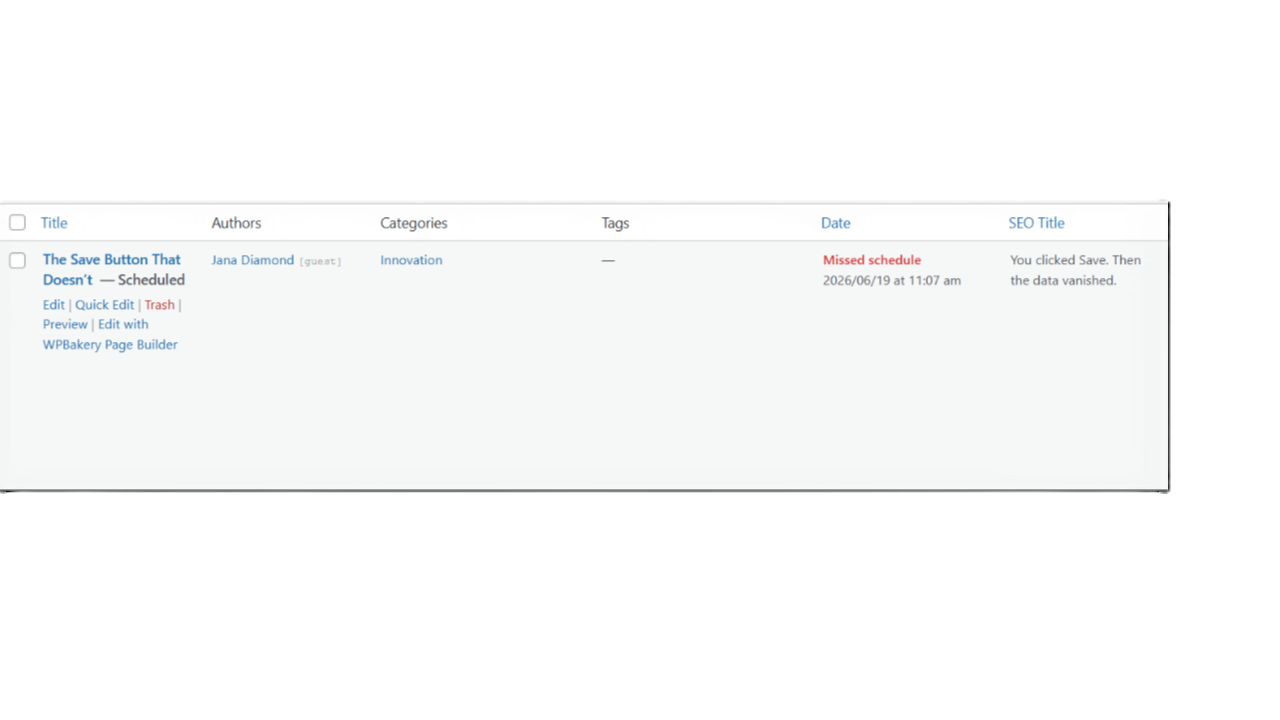 Screenshot shows that the scheduled action - FAILED. The system chose to not perform it.