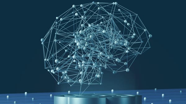 Abstract neural network made of interconnected nodes and lines, representing a locally running AI model.